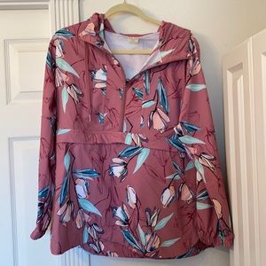 Calia pink floral rain pullover jacket
